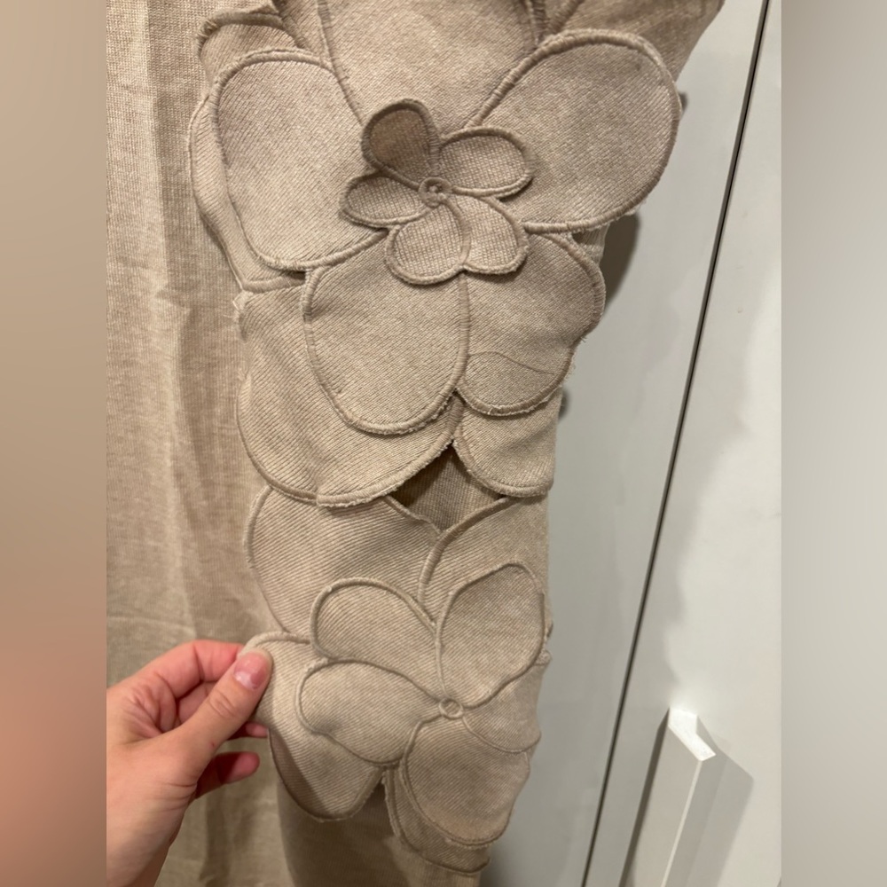 WORN ONCE - LULUS Unique Blooms Beige Applique Floral Sweater Knit Maxi Dress - Picture 10 of 14